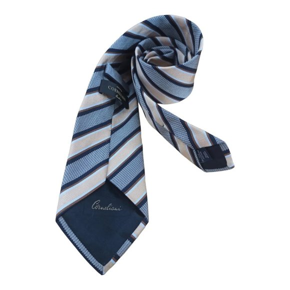 CORNELIANI Current Gray Striped Silk Tie ITALY 59"/ 3.5" EC - Picture 6 of 6
